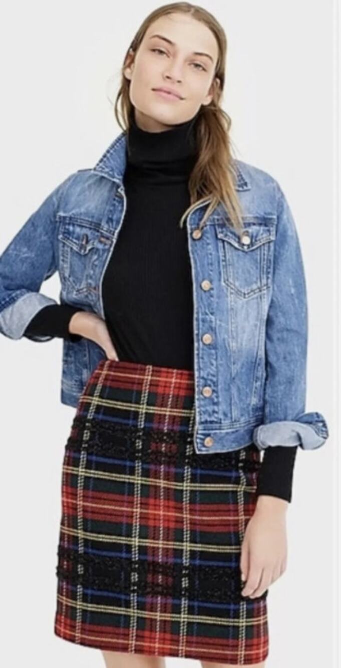 J. Crew Mini Skirt in Lurex® Stewart Tartan Size 4